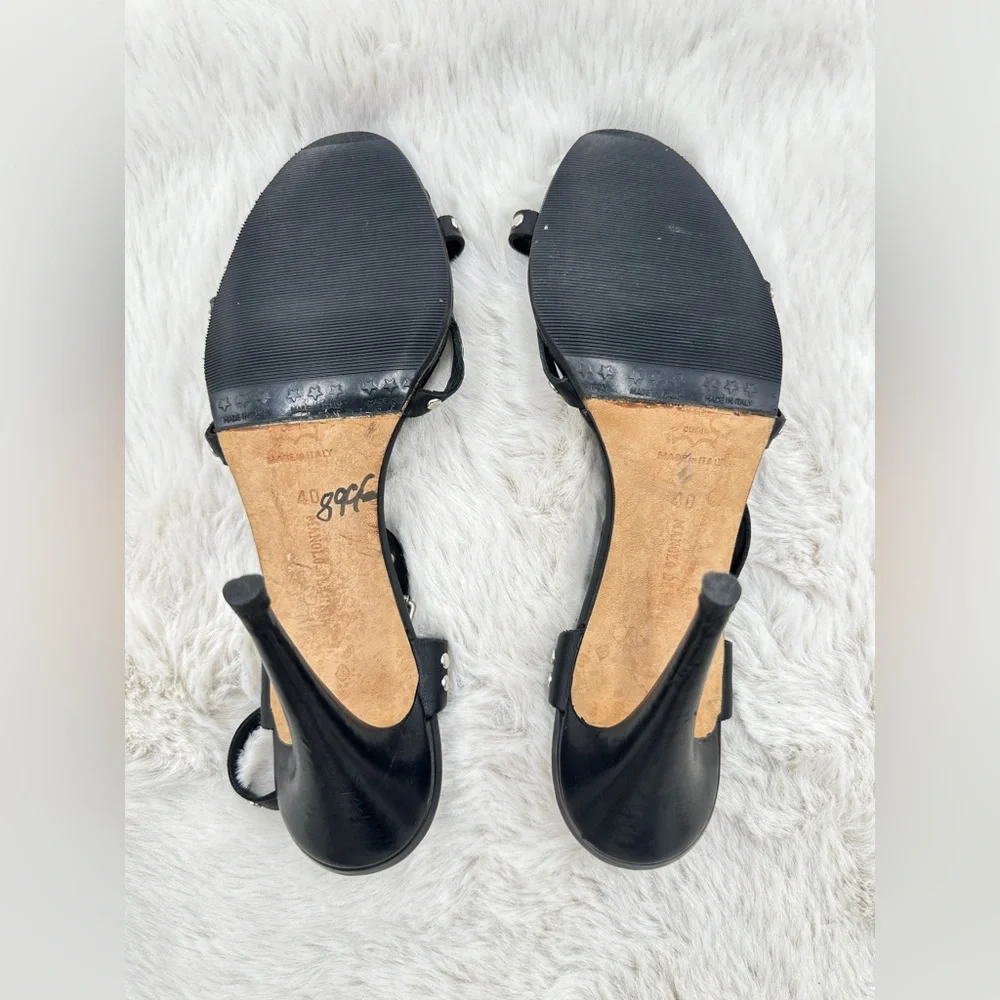 Manolo Blahnik Black Leather Studded strappy heels‎ 40 size 10  snakeskin